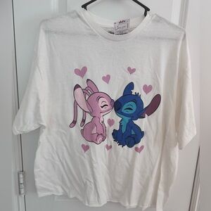 Disney White and Pink Short Sleeve Tees with Cartoon Designs
